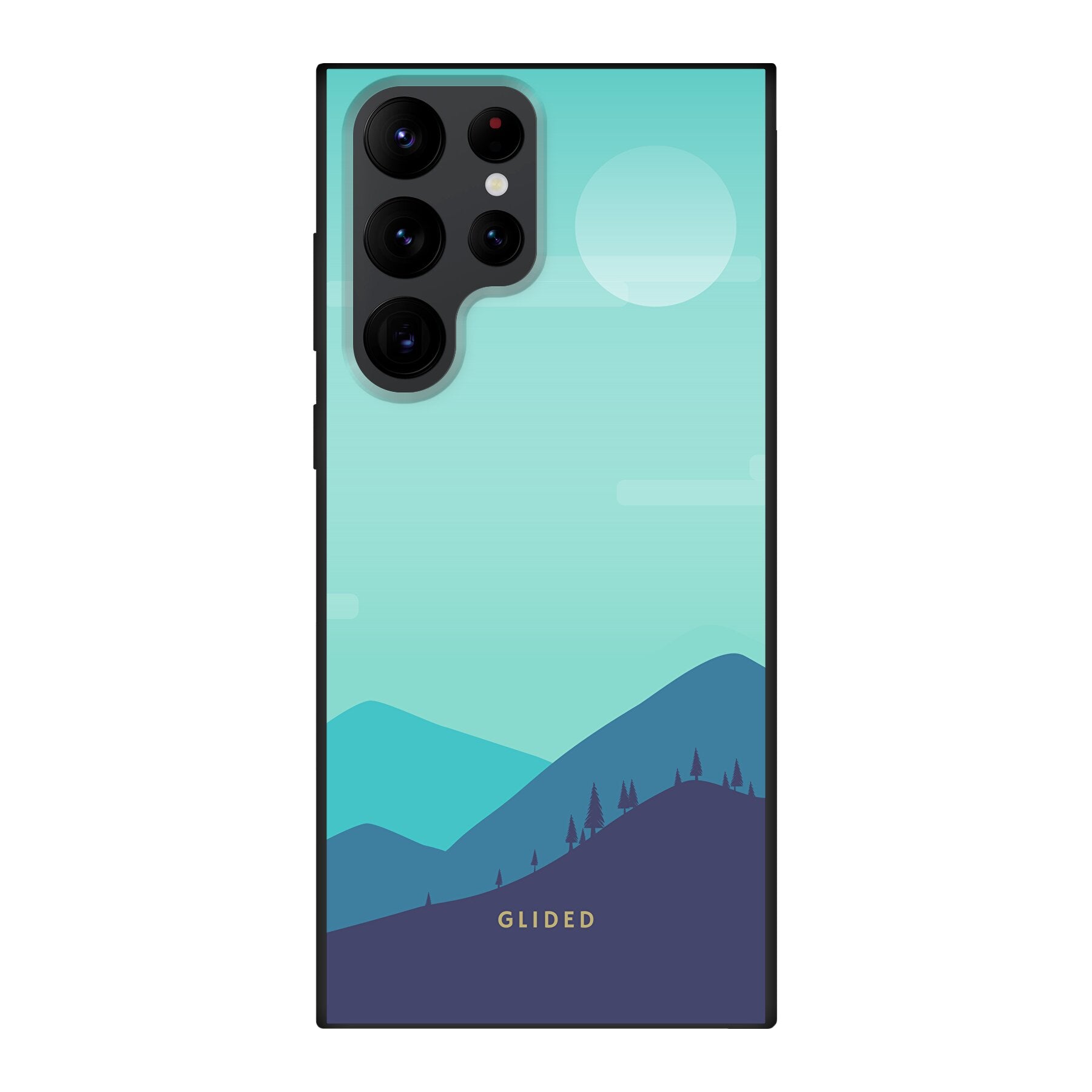 Alpine Handyhülle für Samsung Galaxy S22 Ultra mit einzigartigem Bergdesign, bietet stilvollen Schutz und präzise Aussparungen.